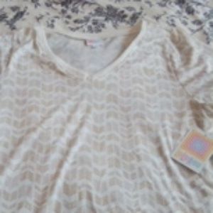 Lularoe cream t-shirt with gold Chevrons